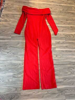Off-Shoulder Red Women's Jumpsuit